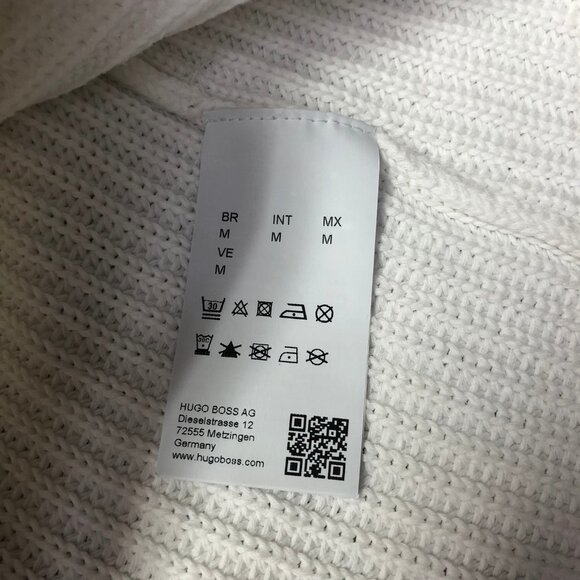 HUGO Shailey White Pullover Knit Ribbed Crew Neck Sweater Size Medium - Picture 6 of 13